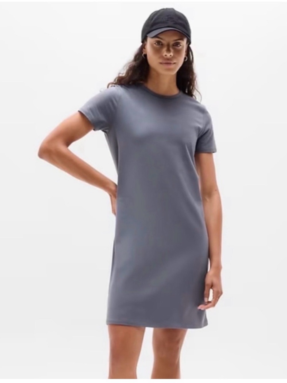 Athleta Essential Tee Dress Robbed Mini Slate Grey , size M - Picture 1 of 7